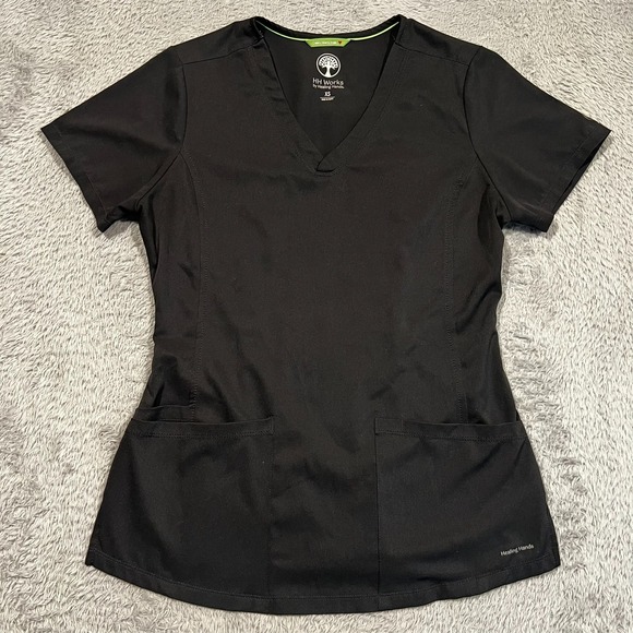 healing hands Tops - HH Works by Healing Hands Monica Scrub Top Women's XS Gray 4-Pocket Stretch